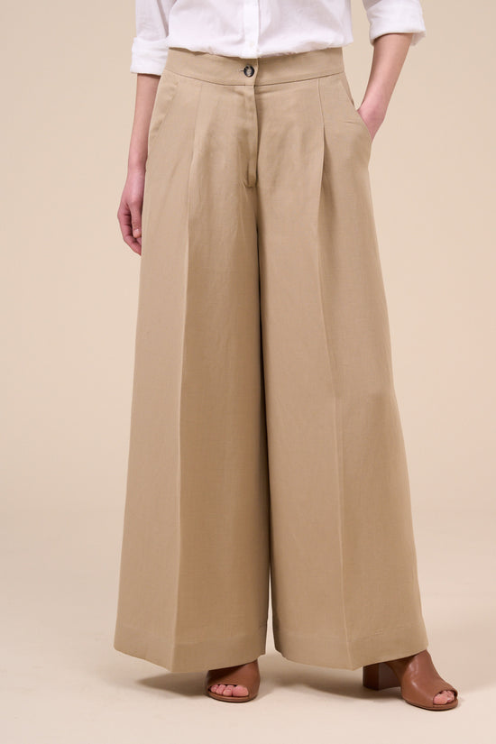 Fedeli Helga Fluid Linen Baggy Pants TAN
