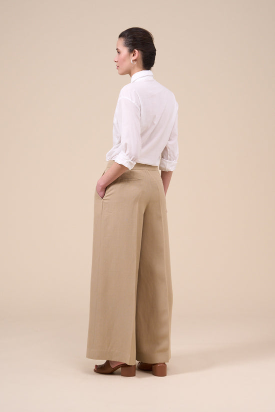 Fedeli Helga Fluid Linen Baggy Pants TAN