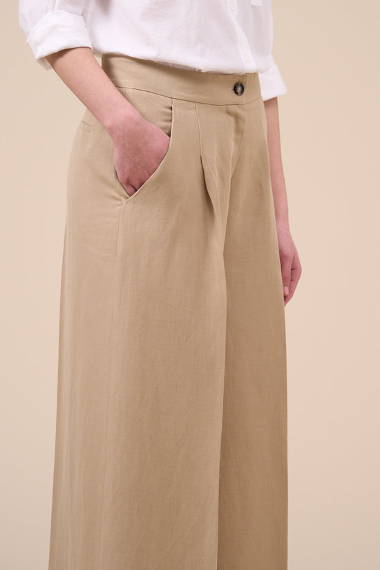 Fedeli Helga Fluid Linen Baggy Pants TAN