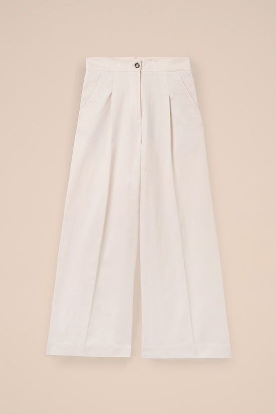 fedeli Helga Gabardine Cotton Baggy Pants WHITE