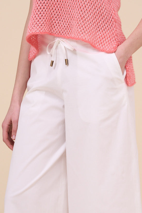 Fedeli Igea Cotton Blend Wide Leg Pants WHITE