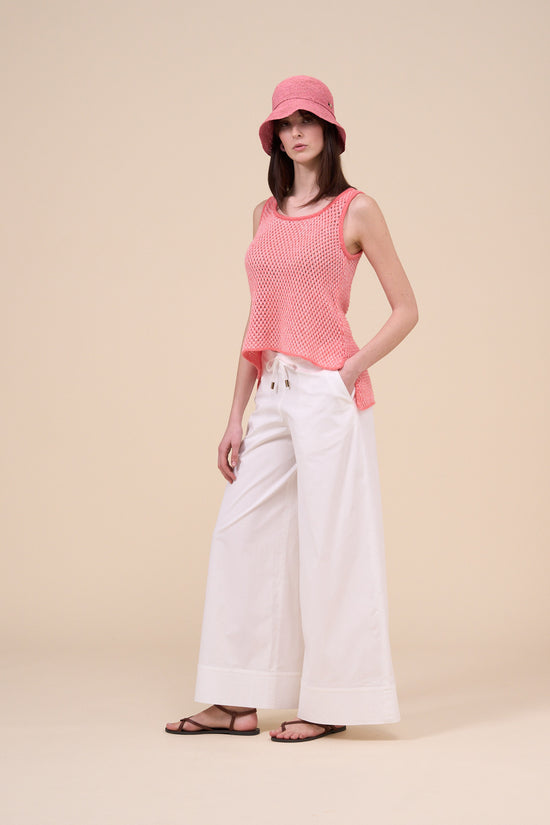 fedeli Igea Cotton Blend Wide Leg Pants WHITE