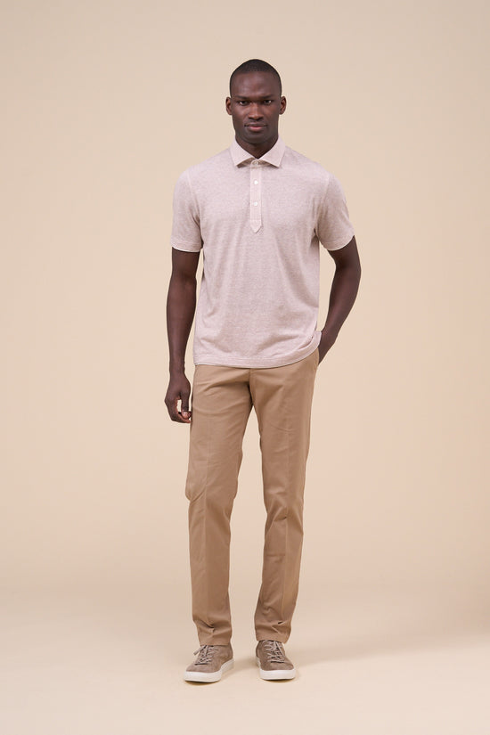 Fedeli Janik Linen Cotton Jersey Polo GREIGE
