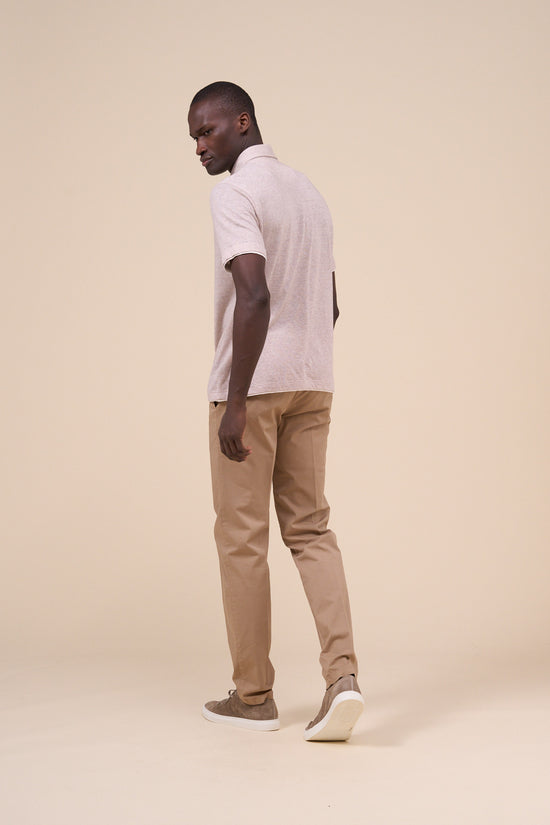 Fedeli Janik Linen Cotton Jersey Polo GREIGE