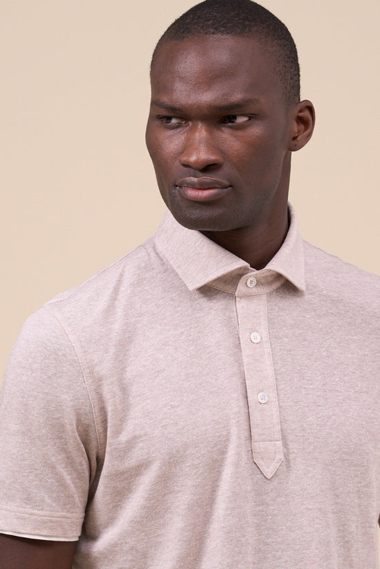 Fedeli Janik Linen Cotton Jersey Polo GREIGE