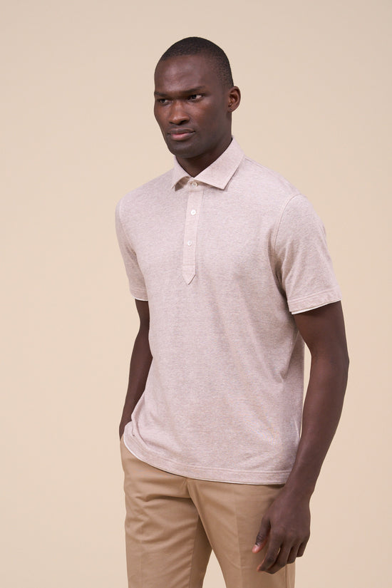 fedeli Janik Linen Cotton Jersey Polo GREIGE