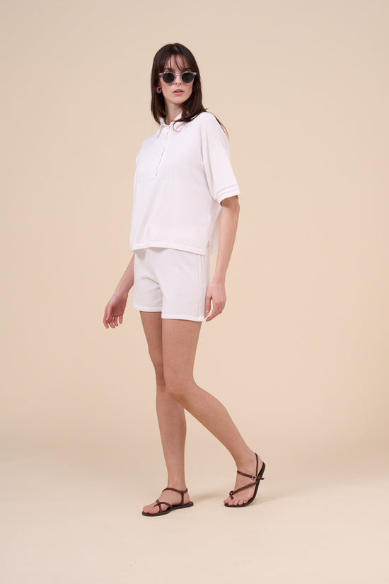 Fedeli Leto Cotton Breeze Knitted Polo WHITE