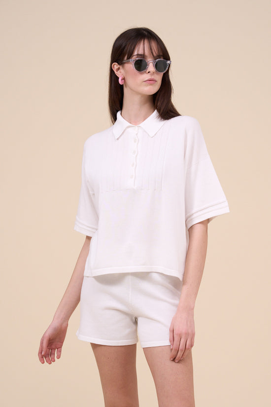 fedeli Leto Cotton Breeze Knitted Polo WHITE