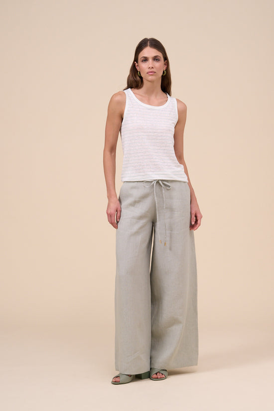 fedeli Medea Delavè Linen Pants DARKOLIVEGREEN