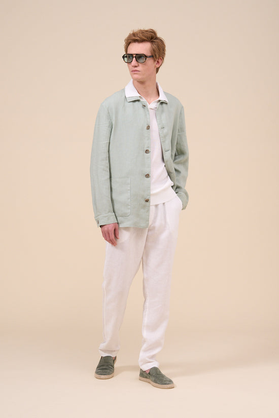 Fedeli Oxford Linen Dusty Jacket LIGHTGREEN