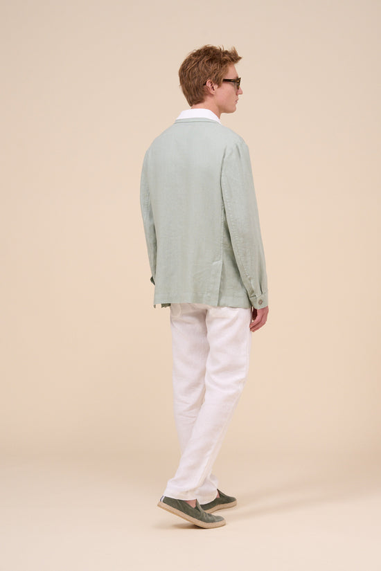 Fedeli Oxford Linen Dusty Jacket LIGHTGREEN
