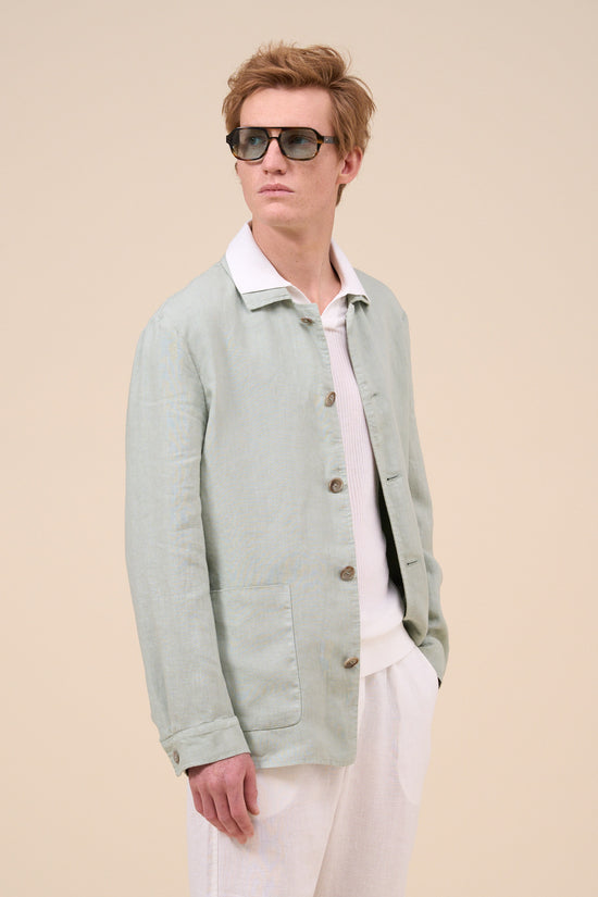 fedeli Oxford Linen Dusty Jacket LIGHTGREEN