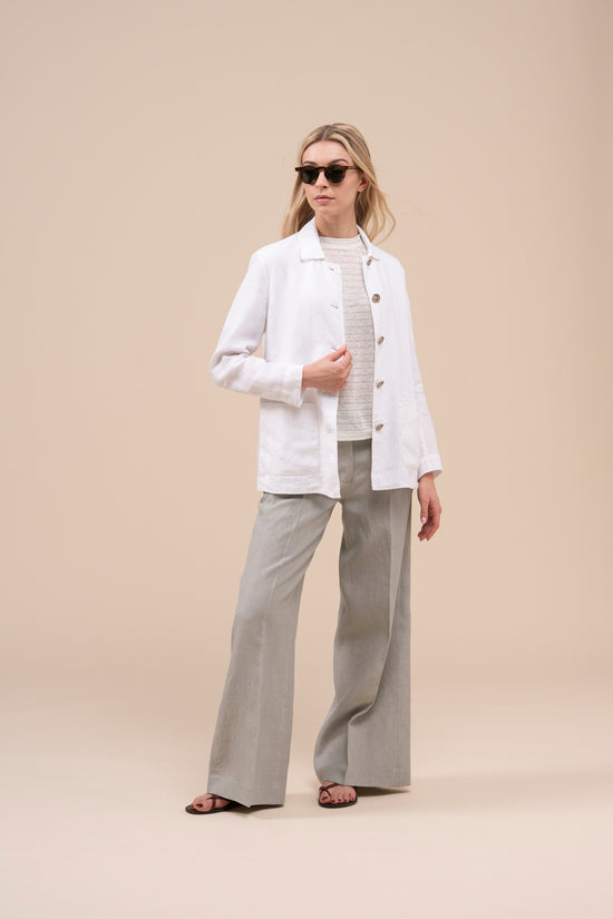 Fedeli Oxford Linen Dusty Jacket WHITE