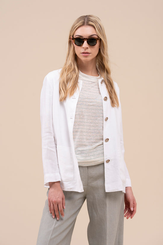 fedeli Oxford Linen Dusty Jacket WHITE