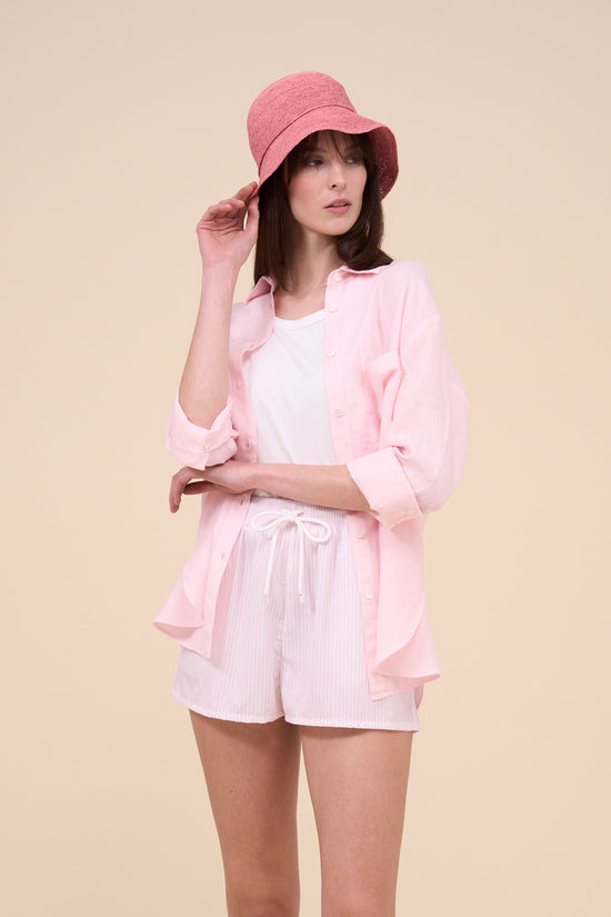 Fedeli Palmaria Dyed Linen Long Sleeve Shirt SAND