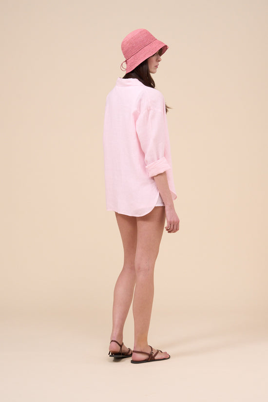 Fedeli Palmaria Dyed Linen Long Sleeve Shirt SAND