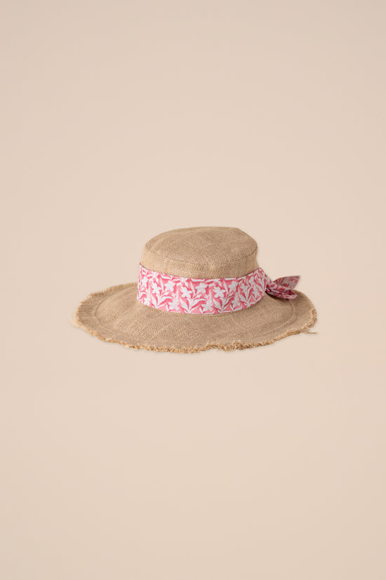 Fedeli Raffia Hat With Printed Belt GREEN