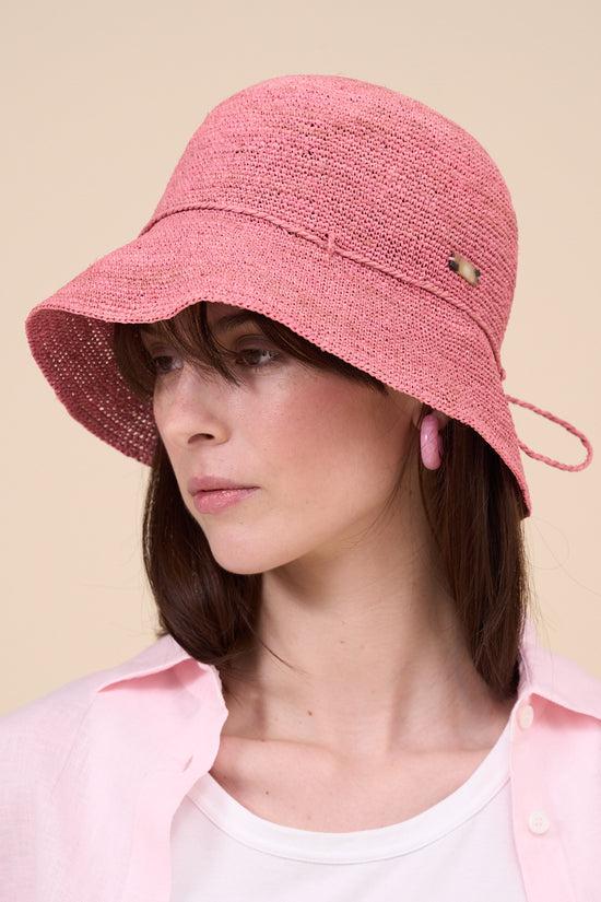 Fedeli Raffia Straw Cloche Hat LIGHTCORAL