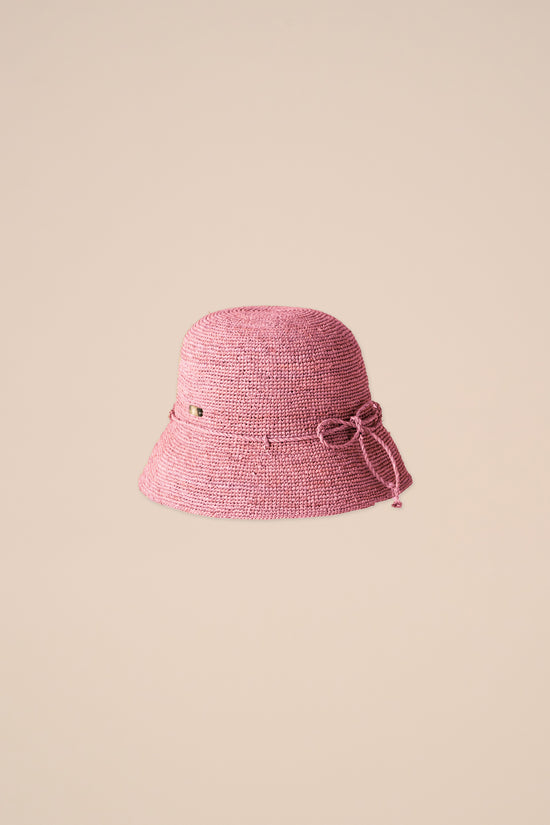 Fedeli Raffia Straw Cloche Hat LIGHTCORAL