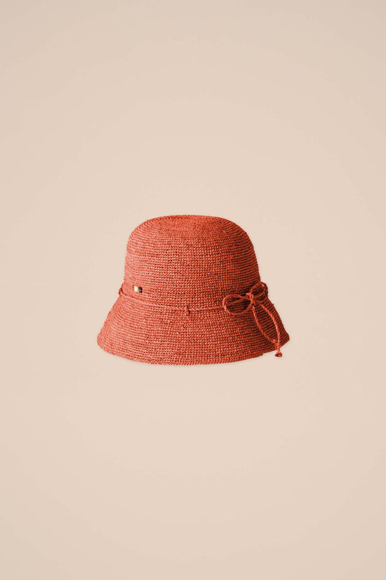 fedeli Raffia Straw Cloche Hat LIGHTCORAL