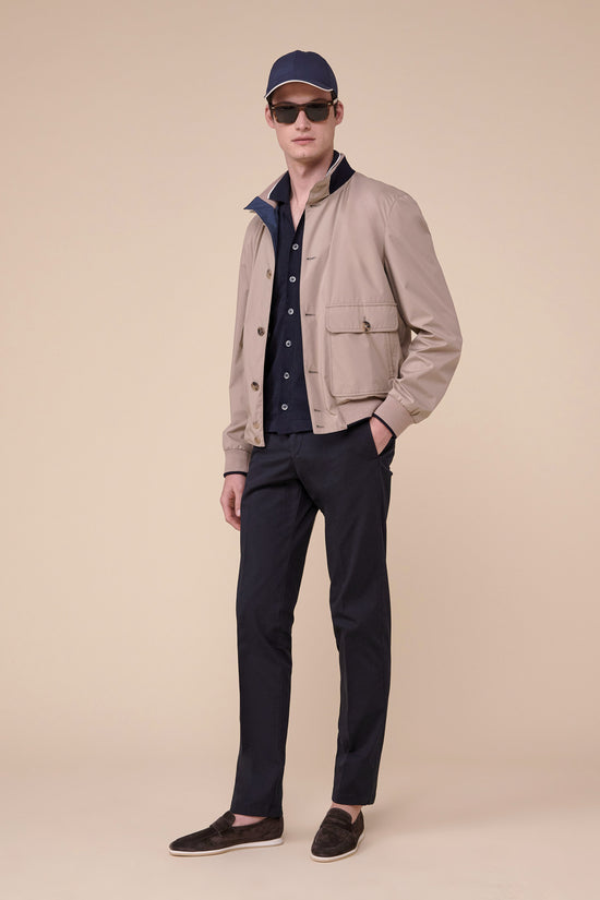 Fedeli Ryan Rainstop Buttoned Bomber Jacket GREIGE