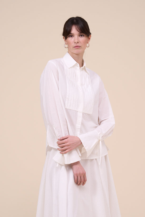fedeli Selene Seerstripe Shirt with ribbons WHITE