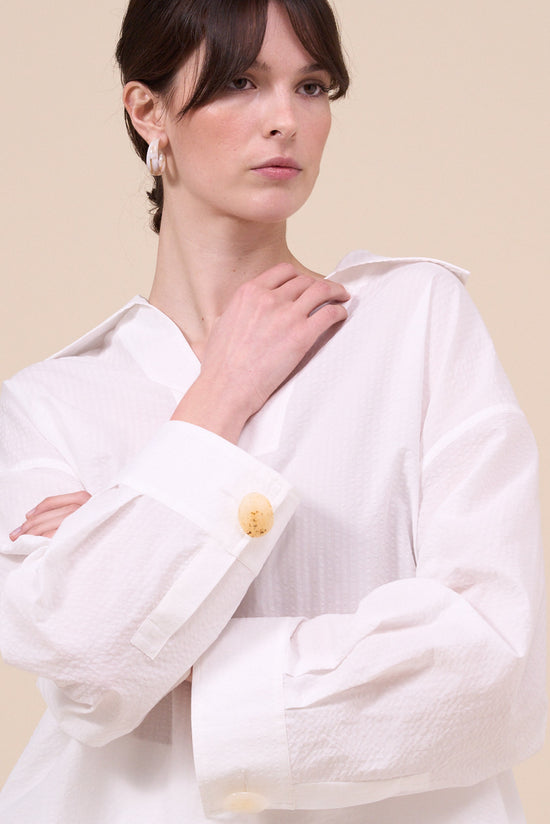 Fedeli Terra Seerstripe Long Sleeve Shirt WHITE