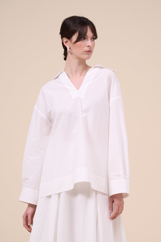 fedeli Terra Seerstripe Long Sleeve Shirt WHITE