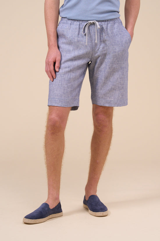 Fedeli Vico Fancy Linen Shorts STEELBLUE