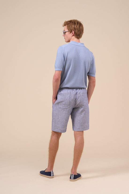 Fedeli Vico Fancy Linen Shorts STEELBLUE