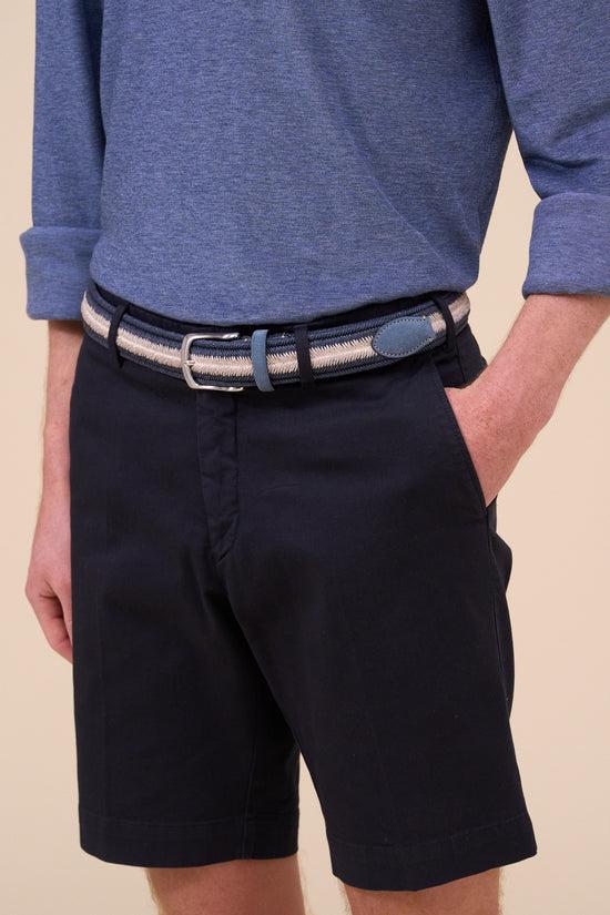 fedeli Woven Linen Belt - Blue and Sand STORM