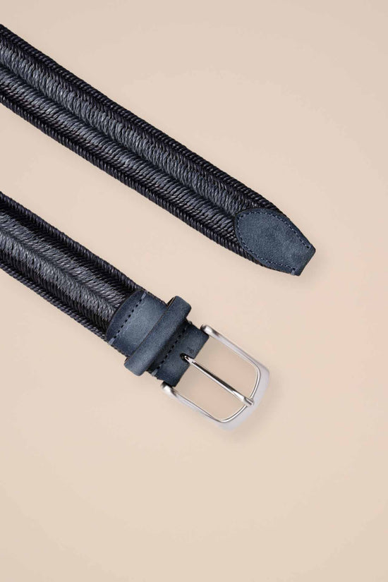 Fedeli Woven Linen Belt - Midnight Blue MIDNIGHTBLUE