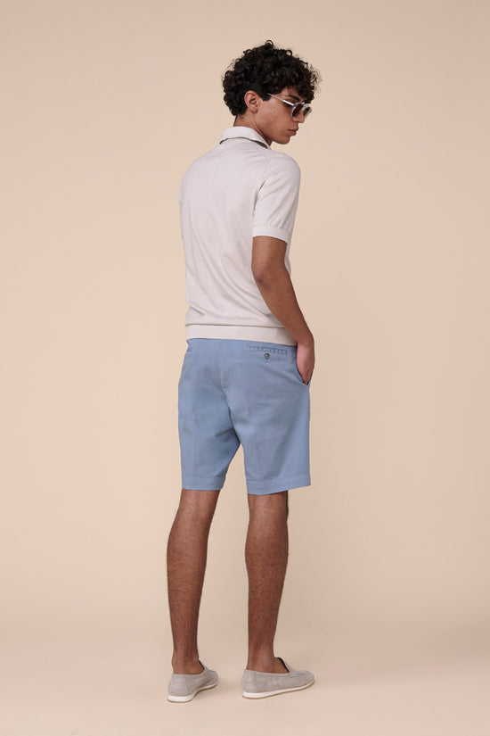 Fedeli Fuji Organic Cotton Polo With Open Neck STEELBLUE