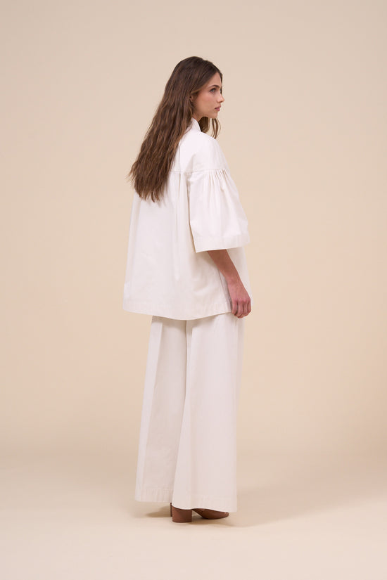 Fedeli Gea Gabardine Cotton Voluminous Sleeve Jacket WHITE