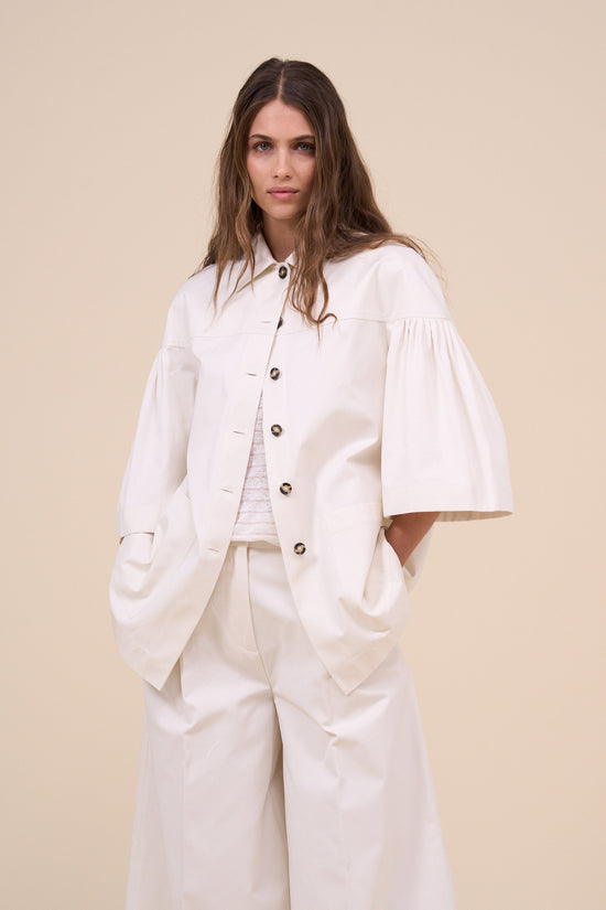 fedeli Gea Gabardine Cotton Voluminous Sleeve Jacket WHITE