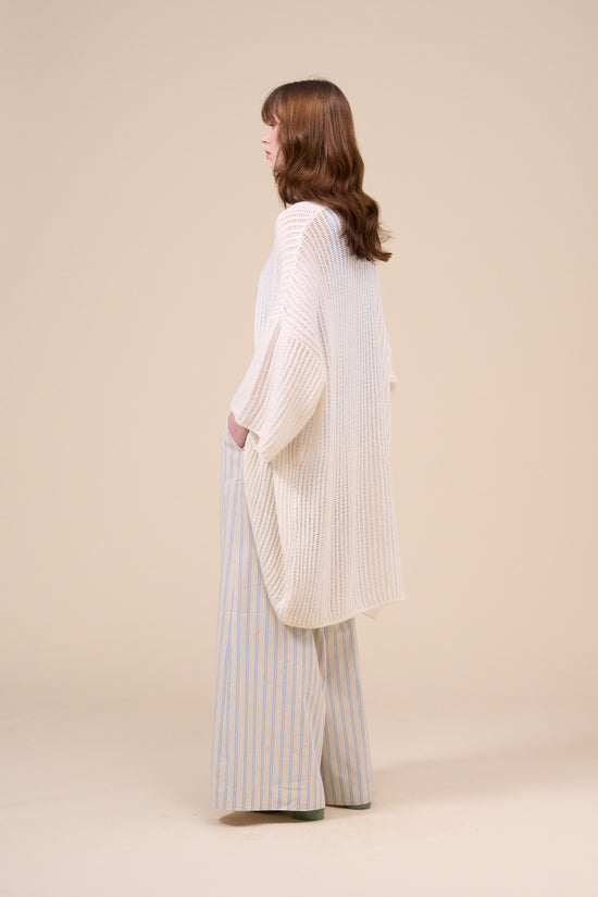 Fedeli Giunone Cashmere Linen Handmade Cardigan WHITE