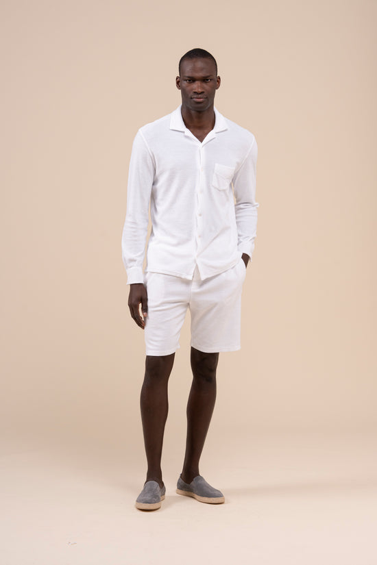 Fedeli Glenan Terry Light Dusty Long Sleeve Shirt MIDNIGHTBLUE