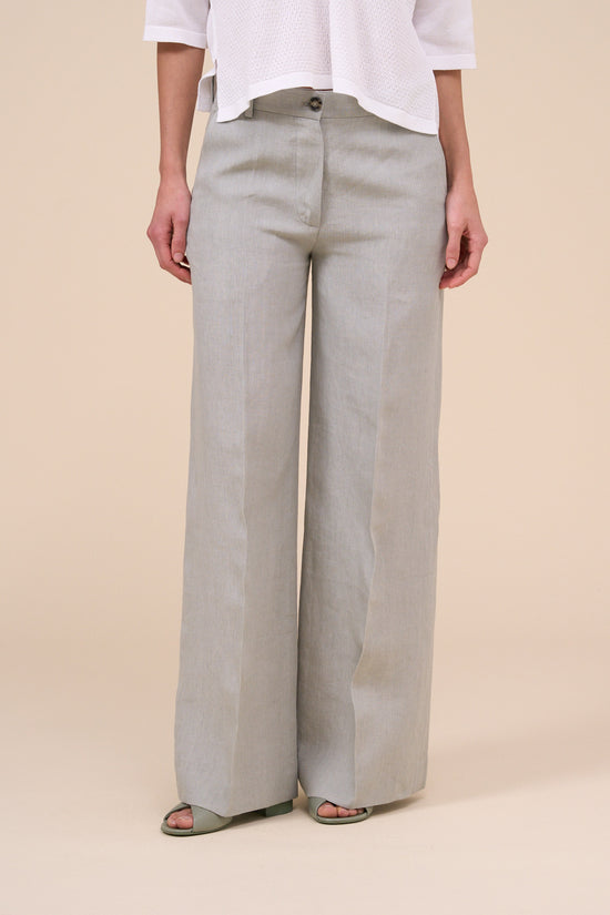 Fedeli Gloria Delavè Linen Wide Leg Pants DARKOLIVEGREEN