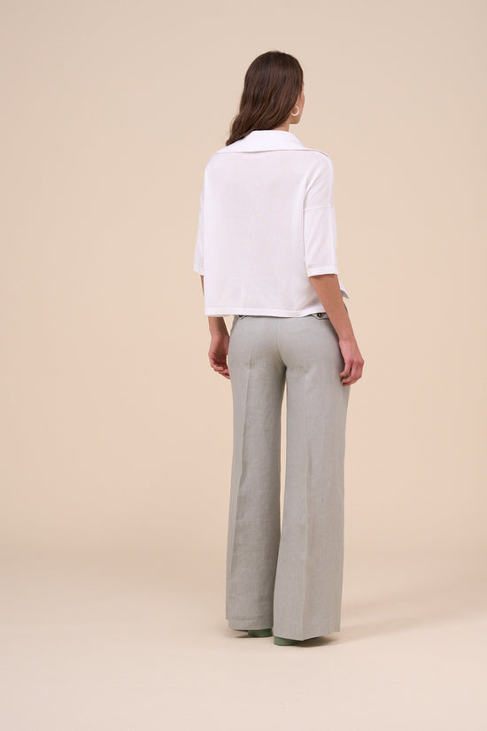 Fedeli Gloria Delavè Linen Wide Leg Pants DARKOLIVEGREEN