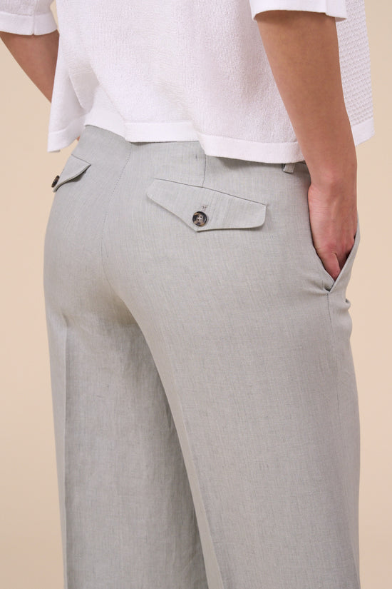 Fedeli Gloria Delavè Linen Wide Leg Pants DARKOLIVEGREEN