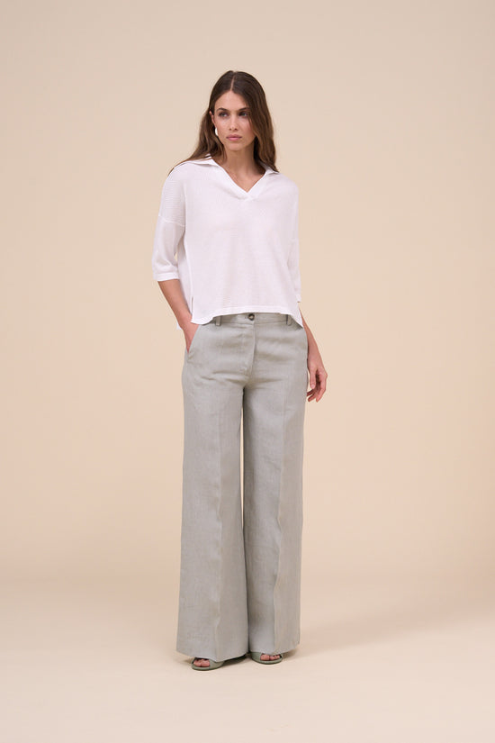 fedeli Gloria Delavè Linen Wide Leg Pants DARKOLIVEGREEN