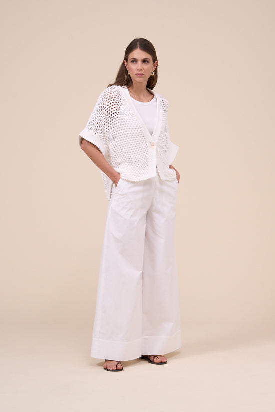 Fedeli Ianira Cotton Wave Lace Effect Handmade Vest WHITE