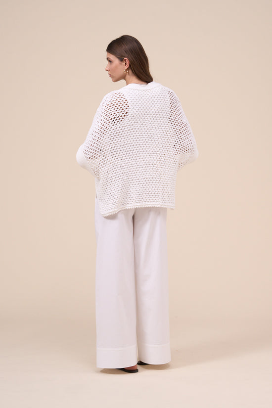 Fedeli Ianira Cotton Wave Lace Effect Handmade Vest WHITE