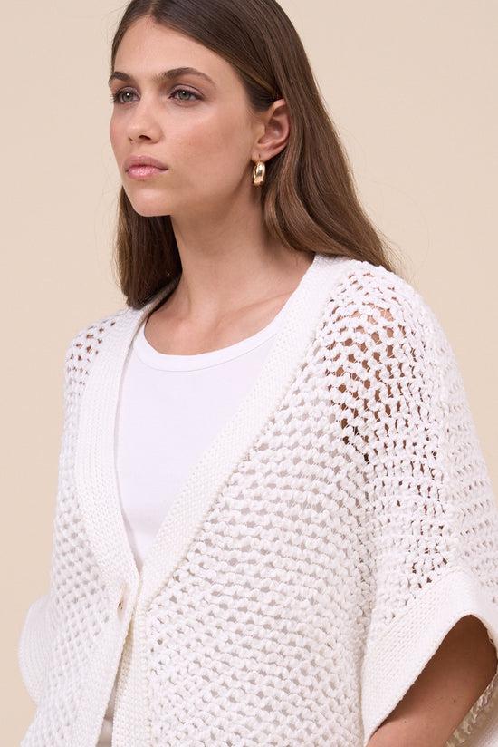 Fedeli Ianira Cotton Wave Lace Effect Handmade Vest WHITE