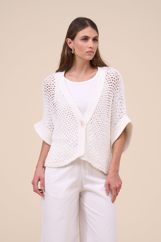 fedeli Ianira Cotton Wave Lace Effect Handmade Vest WHITE fedeli Ianira Cotton Wave Lace Effect Handmade Vest WHITE