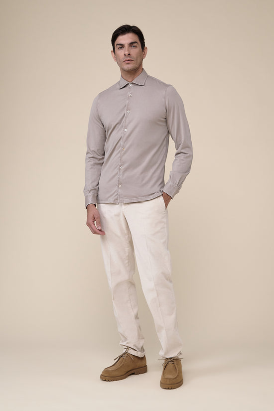 Fedeli Jason Organic Cotton Long Sleeve Shirt STEELBLUE