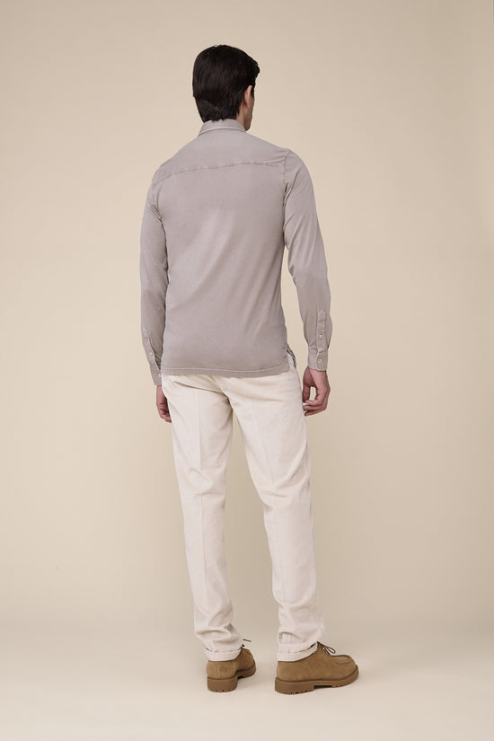 Fedeli Jason Organic Cotton Long Sleeve Shirt STEELBLUE