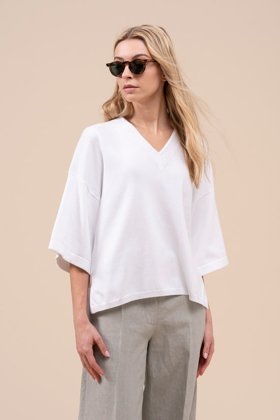 Fedeli Kali Cotton Breeze Knitted V-Neck DARKOLIVEGREEN