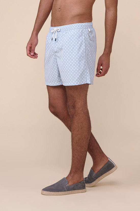 Fedeli Madeira - The Sakar Swim Trunk - Daisy Pattern STEELBLUE