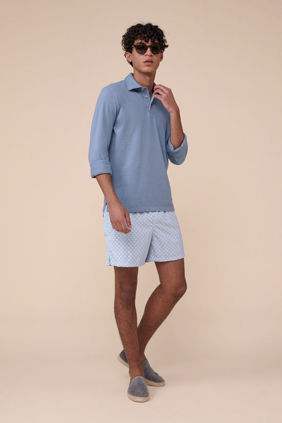 fedeli Madeira - The Sakar Swim Trunk - Daisy Pattern STEELBLUE